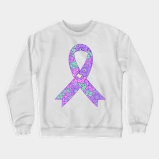 Flower pattern Awareness Ribbon Crewneck Sweatshirt